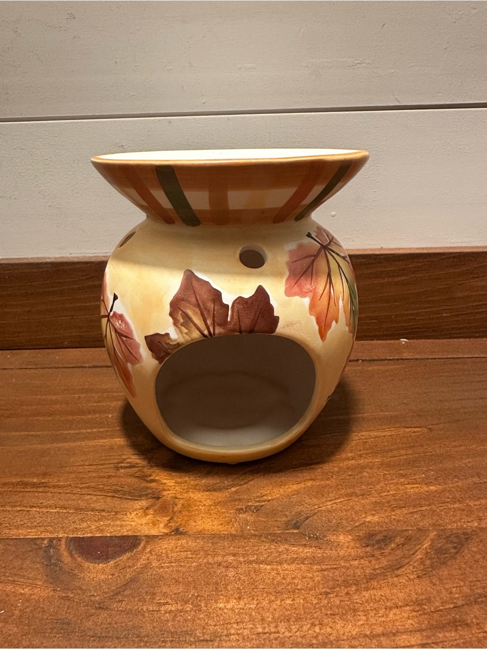 JKL Fall MAPLE LEAVES Tart WAX MELT WARMER Ceramic Tealight Candle Base